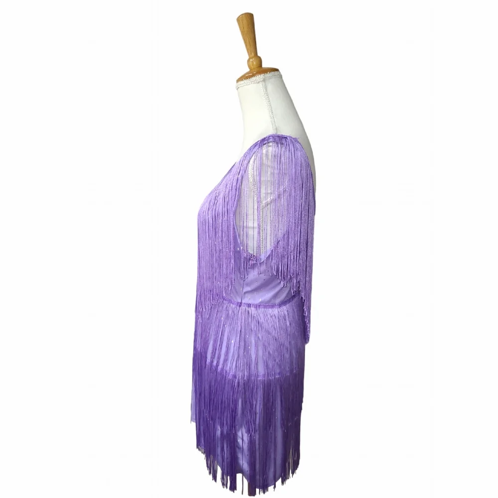 Elegant Purple Fringe Dress - Picture 7 of 13